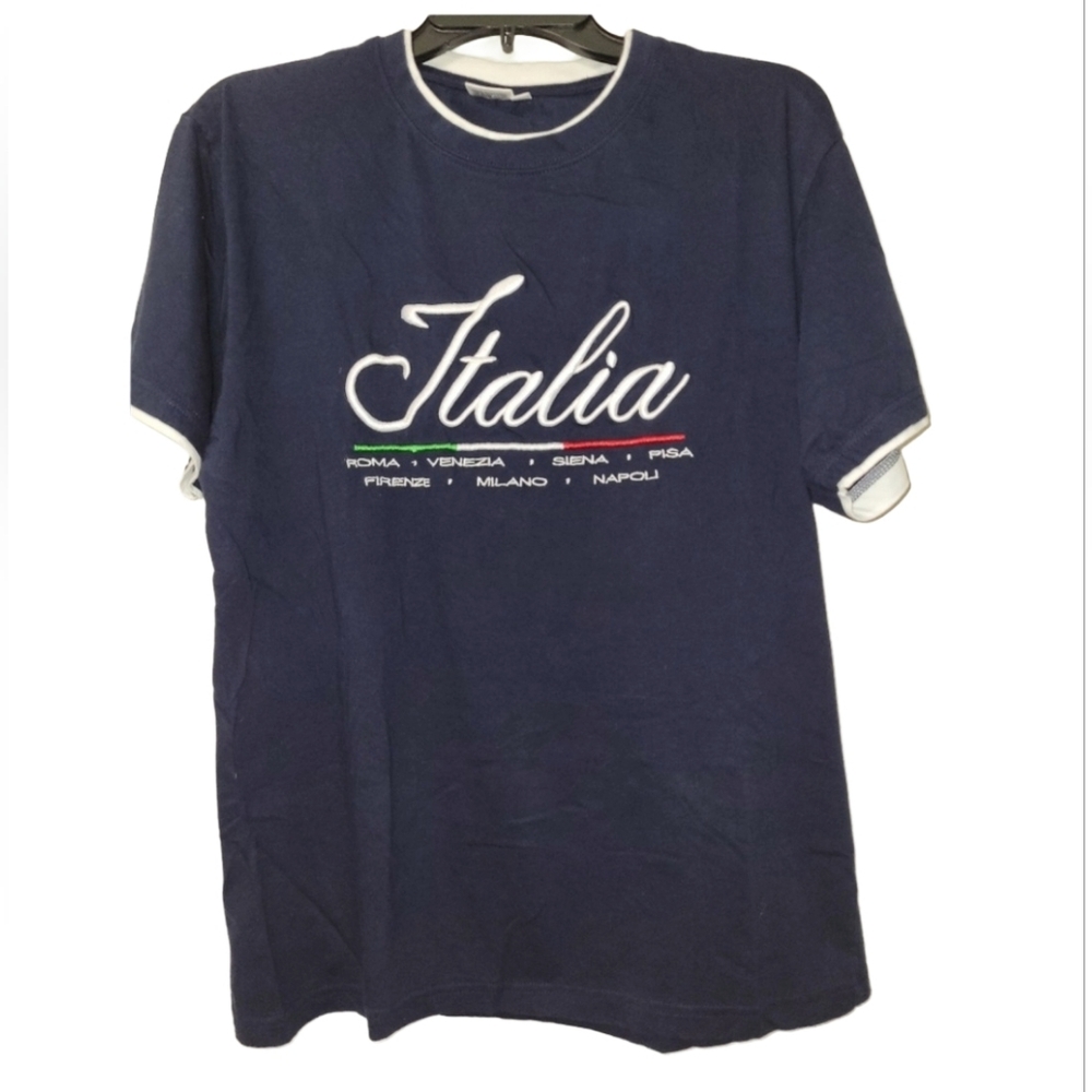 Women's Navy Italia T-Shirt with Italian Cities Size XXL Runs Smaller